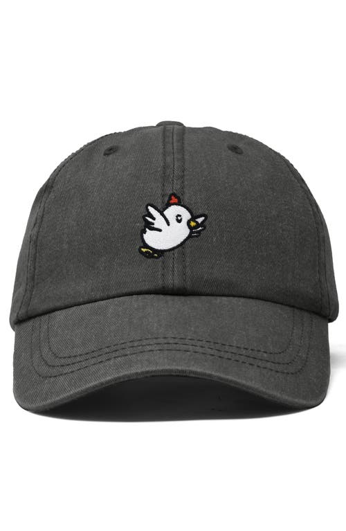 Dalix Chicken Embroidered Cotton Cap In Washed Gray