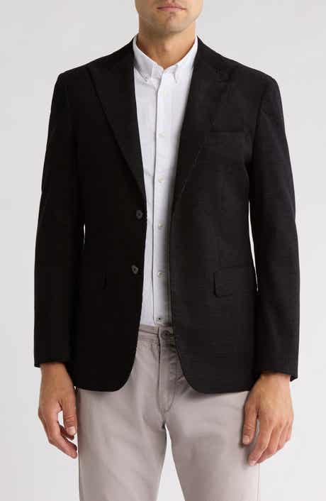 Lucky Brand Solid Peak Lapel Cotton Blend Sport Coat