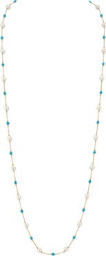 The Pearl Source White Freshwater Pearl Tincup Turquoise Necklace