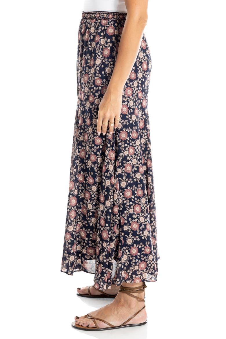 Georgette Godet Maxi Skirt, Alternate, color, DK NAVY/ RUST TAPESTRY