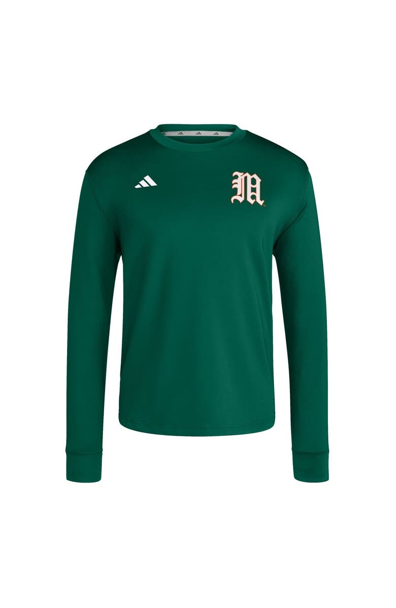 adidas Men's adidas  Green Miami Hurricanes Dugout Pullover Sweatshirt, Alternate, color, Green