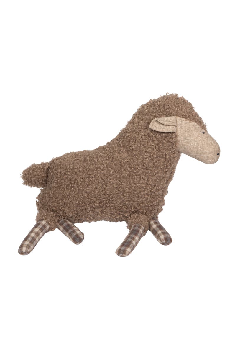 Storied Home Faux Sheep Shaped Pillow, Main, color, Brown