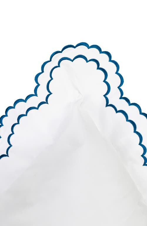 Melange Home Embroidered Percale Crisp Cotton Double Scallopier Duvet Set In White