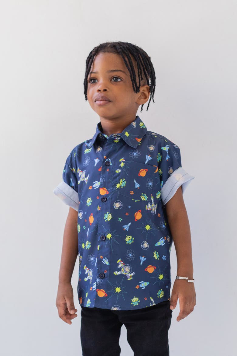 Short Sleeve Button Down Shirt, Alternate, color, Buzz Lightyear Blue Blue