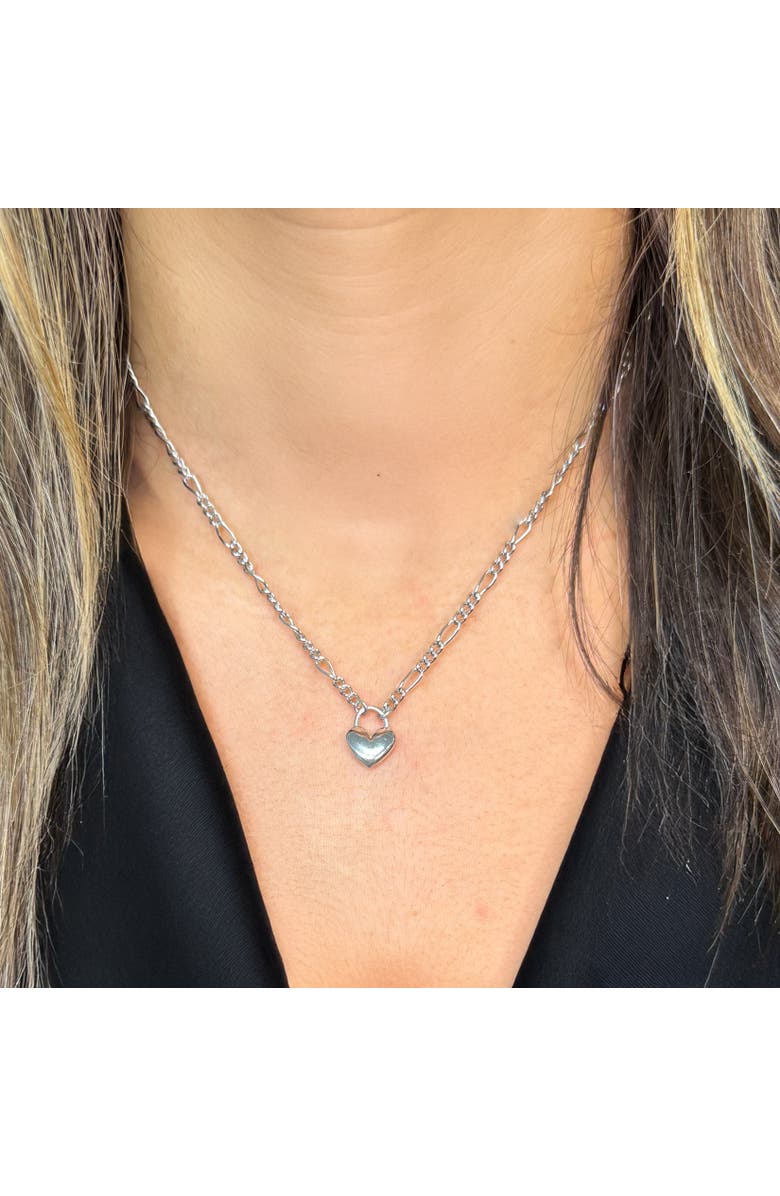 The Lovery Fine Jewelry Figaro Heart Padlock Necklace, Alternate, color, Sterling Silver