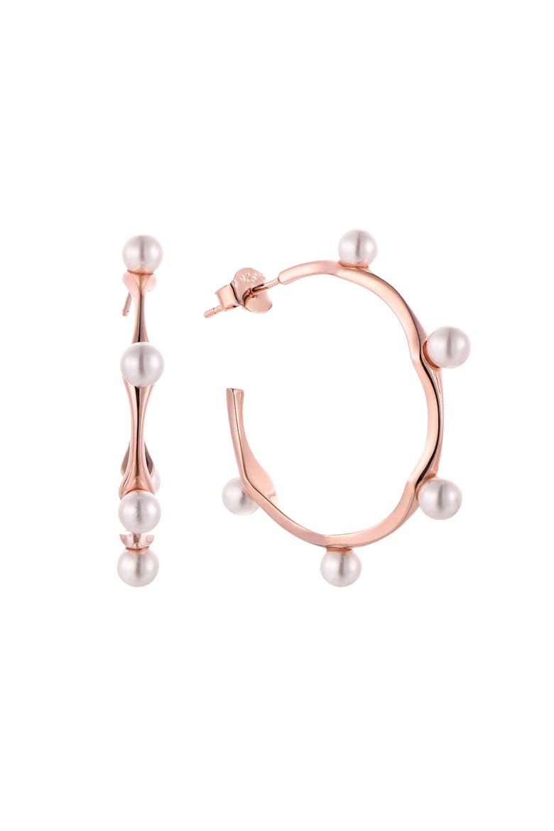 Waterproof Pearl Beads Round Half Hoop Earring, Main, color, Rose Gold