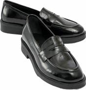 Forever & Always Shoes Bree Platform Penny Leather Loafer