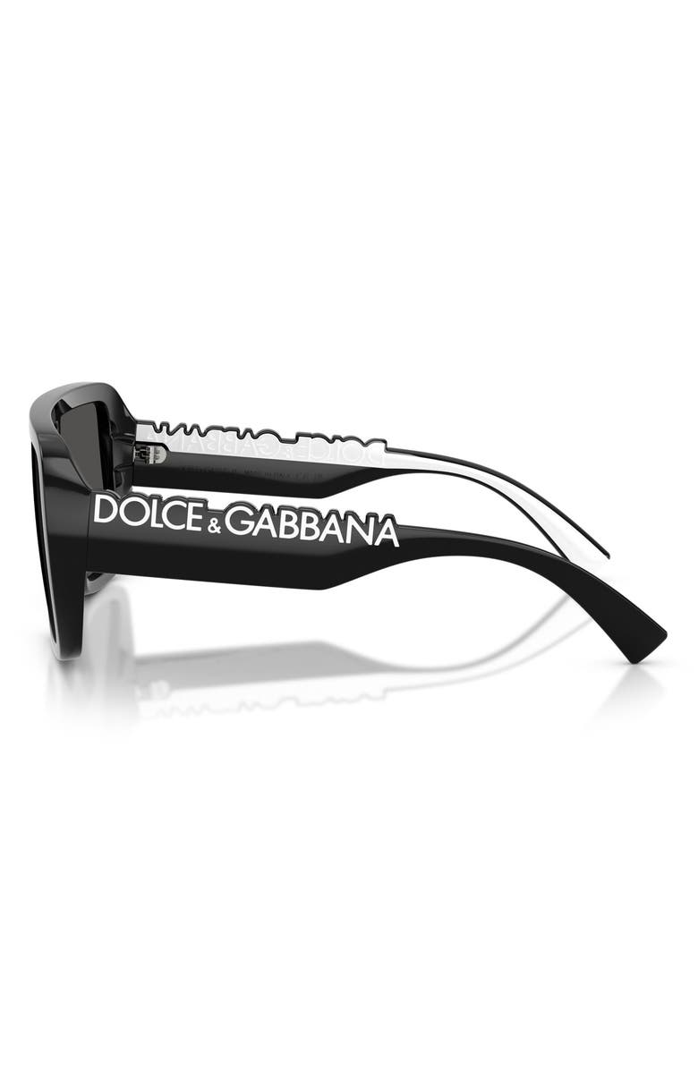 Dolce&Gabbana 134mm Rectangular Shield Sunglasses, Alternate, color, Black / Dark Grey