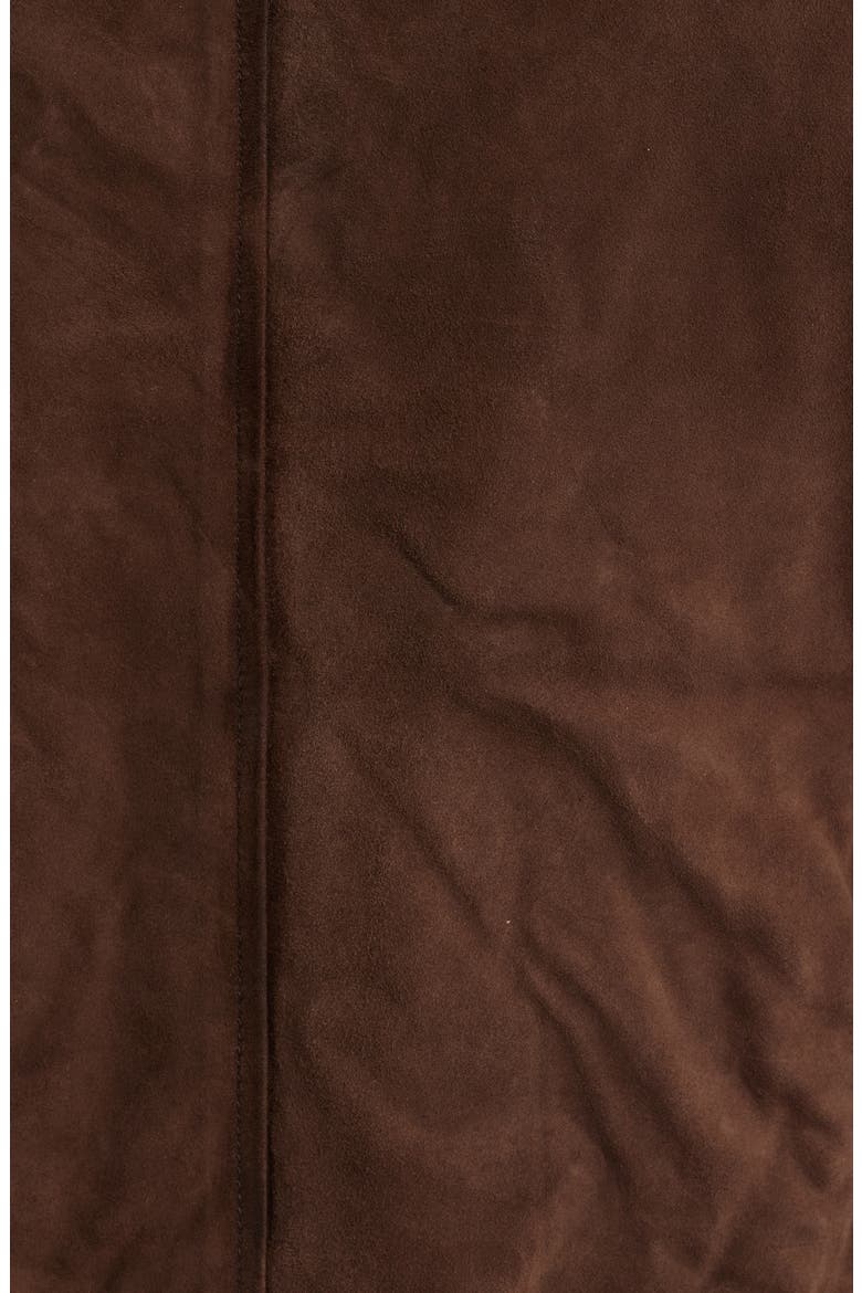Suede Flight Jacket with Genuine Shearling Collar, Alternate, color, DARK BROWN