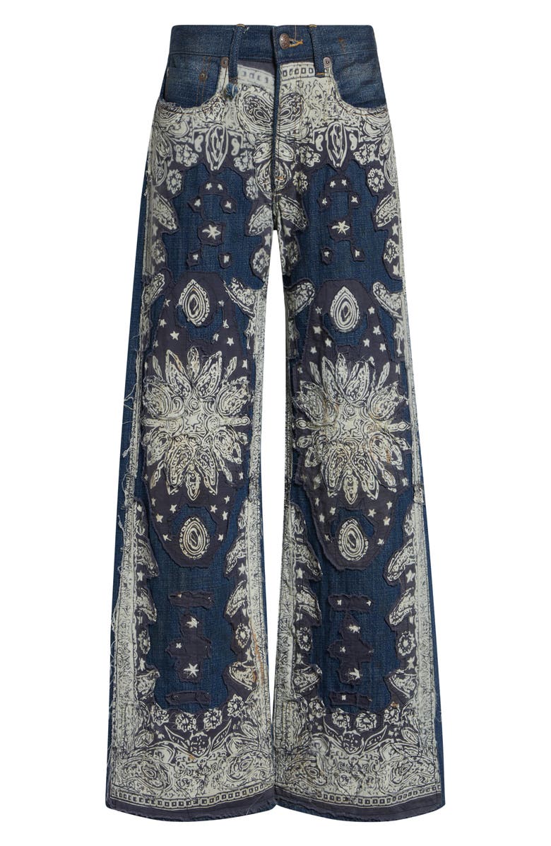 R13 Darcy Loose Fit Jeans, Alternate, color, Blue Bandana Applique