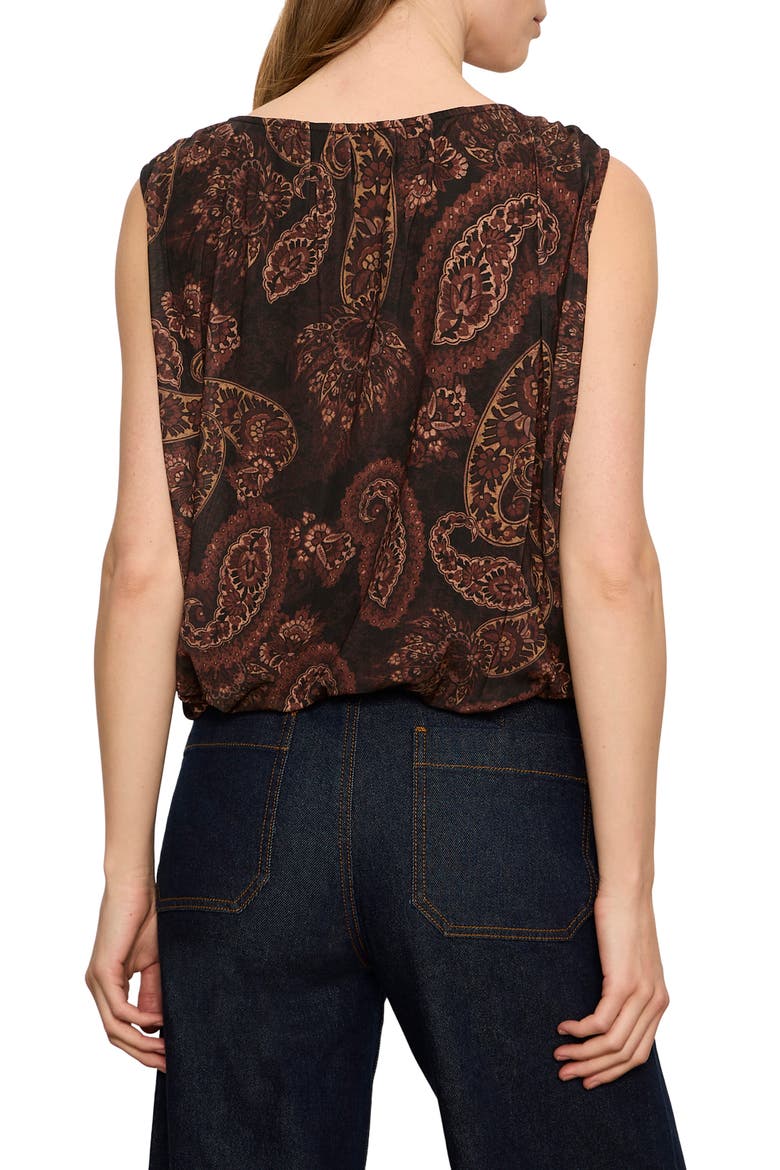 Clover Mesh Bubble Sleeveless Top, Alternate, color, COCOA BROWN PAISLEY