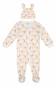 PL Baby by Petit Lem Gingham Carrot Footie & Cap Set