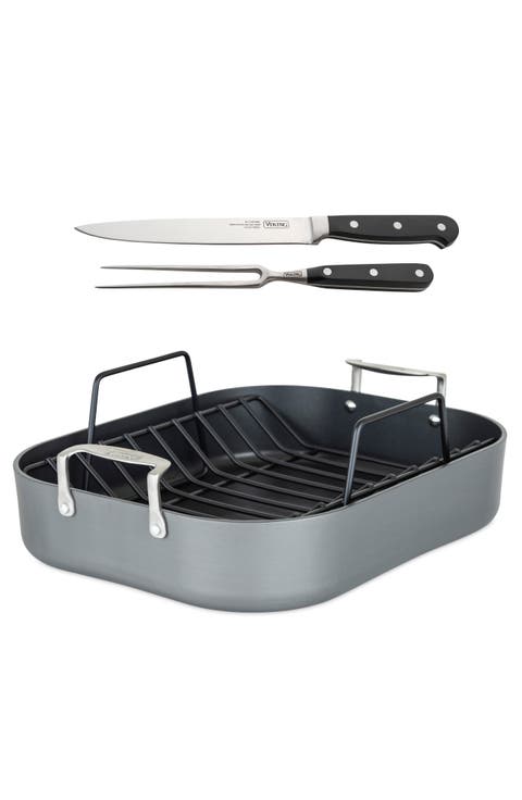 Hard Anodized Nonstick Roasting Pan with Carving Set