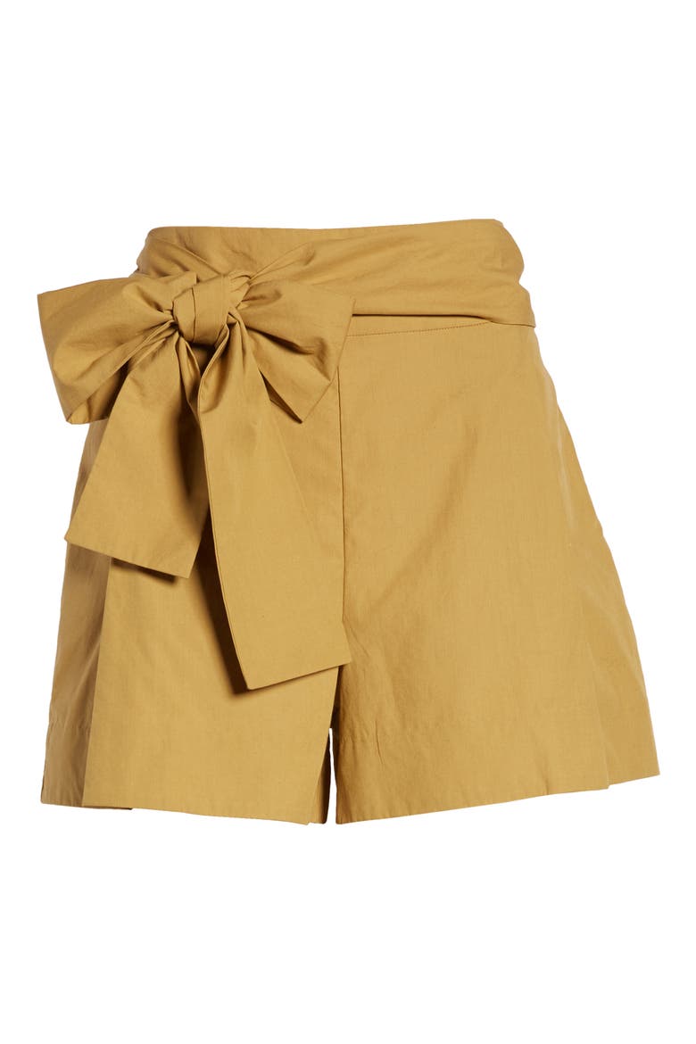 Cotton Poplin Tie Waist Shorts, Alternate, color, KHAKI
