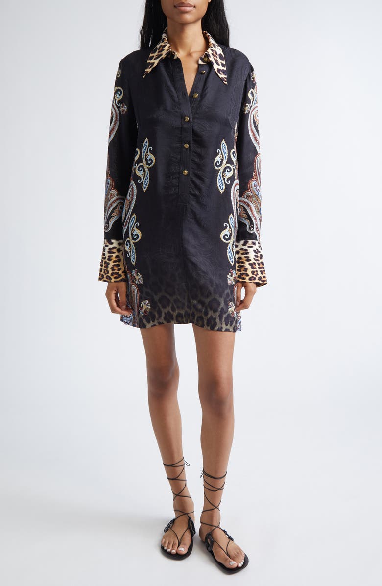 Camilla Istanbul Animalia Long Sleeve Shirtdress, Main, color, Istanbul Animalia