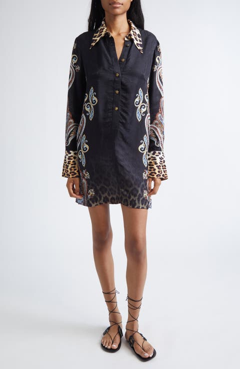Istanbul Animalia Long Sleeve Shirtdress