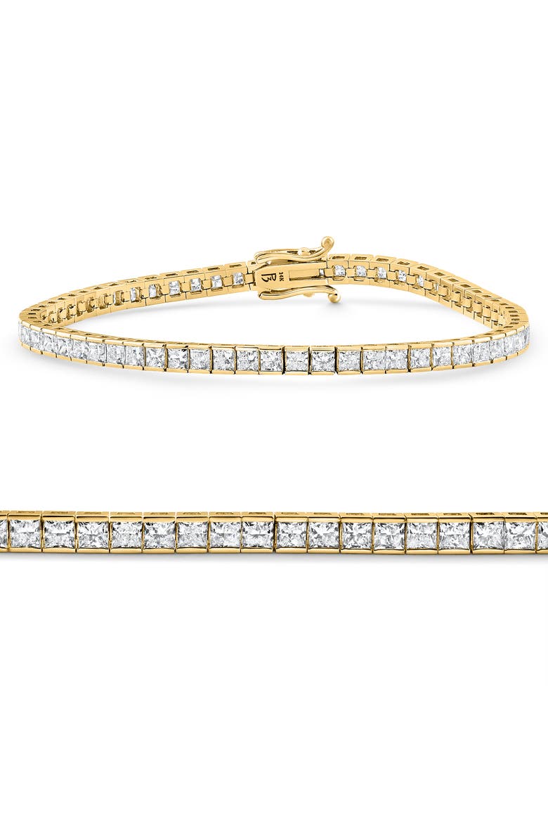 6.80Ct Princess Cut Diamond Channel Set Tennis Bracelet 14k Gold 7" Lab Grown, Main, color, 14k Yellow Gold