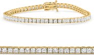 Bliss Diamond 6.80Ct Princess Cut Diamond Channel Set Tennis Bracelet 14k Gold 7" Lab Grown