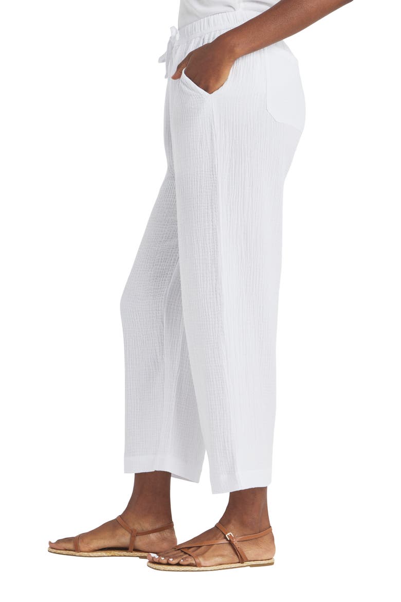 Adele Cotton Gauze Drawstring Pants, Alternate, color, WHITE