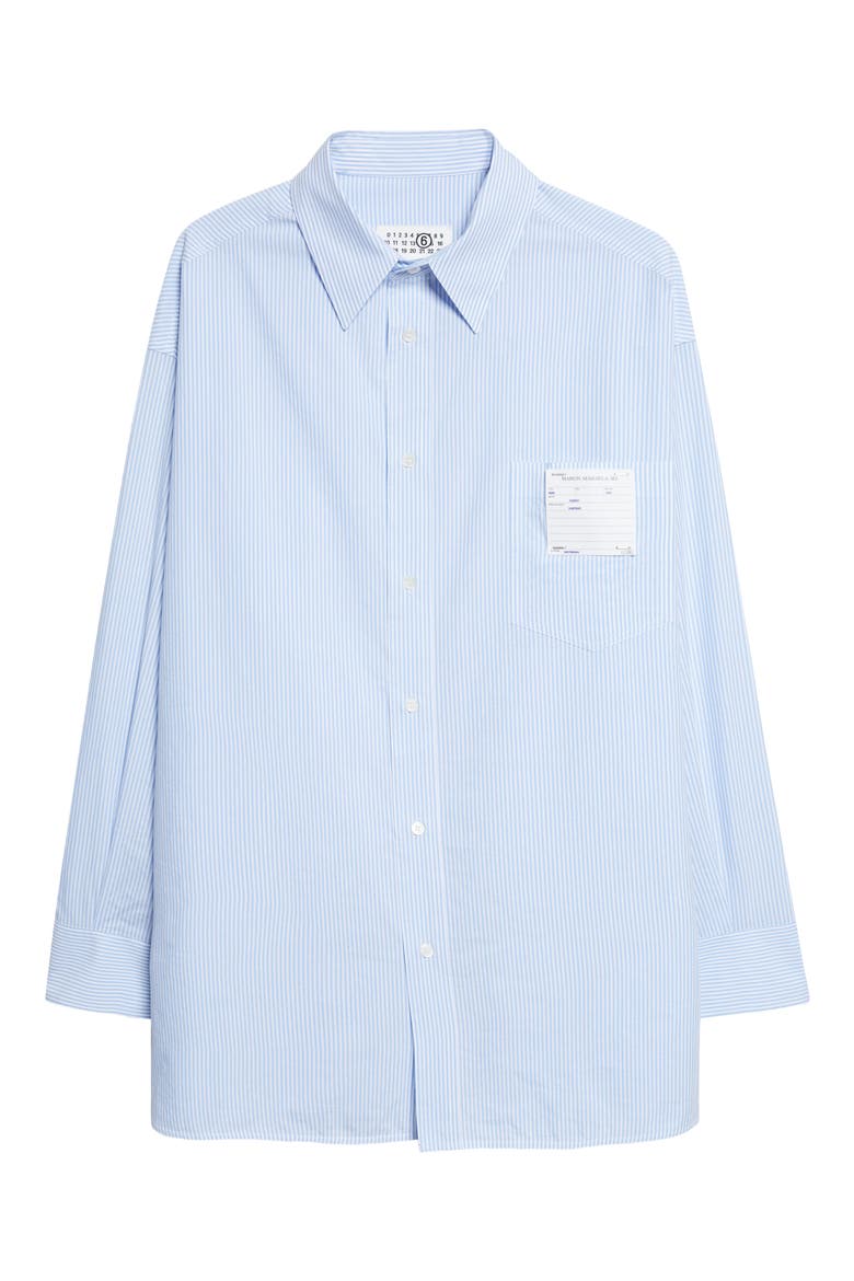 Stripe Cotton Poplin Button-Up Shirt, Alternate, color, WHITE/ LIGHT BLUE