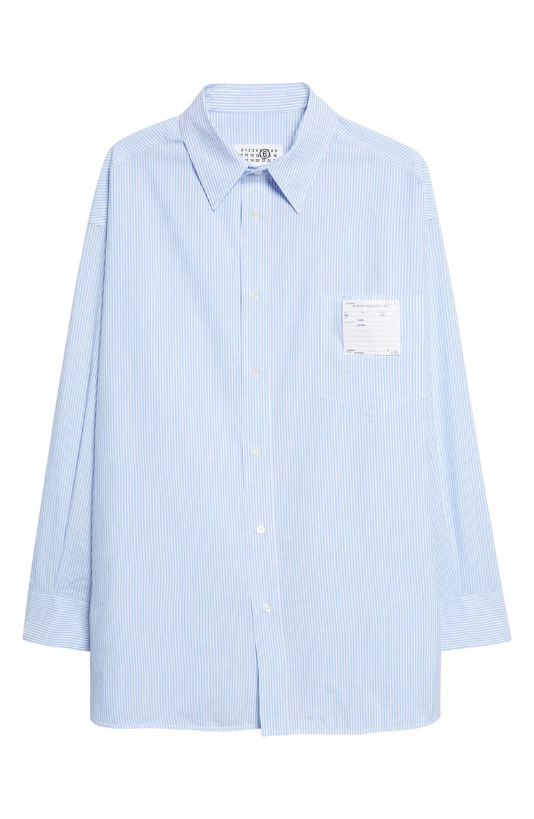 MM6 Maison Margiela Stripe Cotton Poplin Button-Up Shirt, Main, color, White/ Light Blue