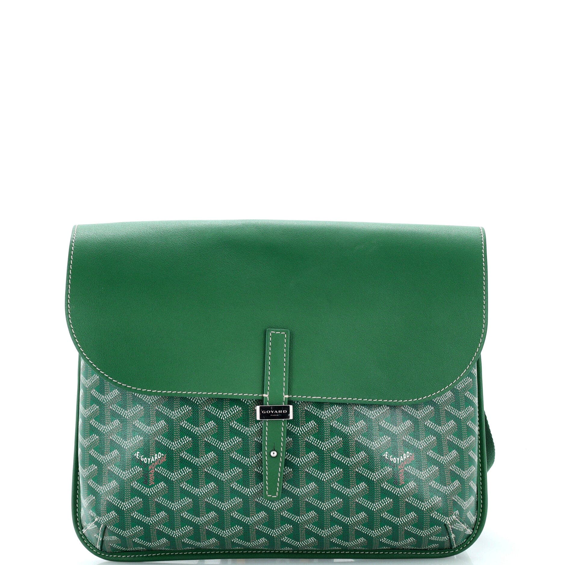 Coursier Messenger Bag Coated Canvas and Leather, Main, color, Green