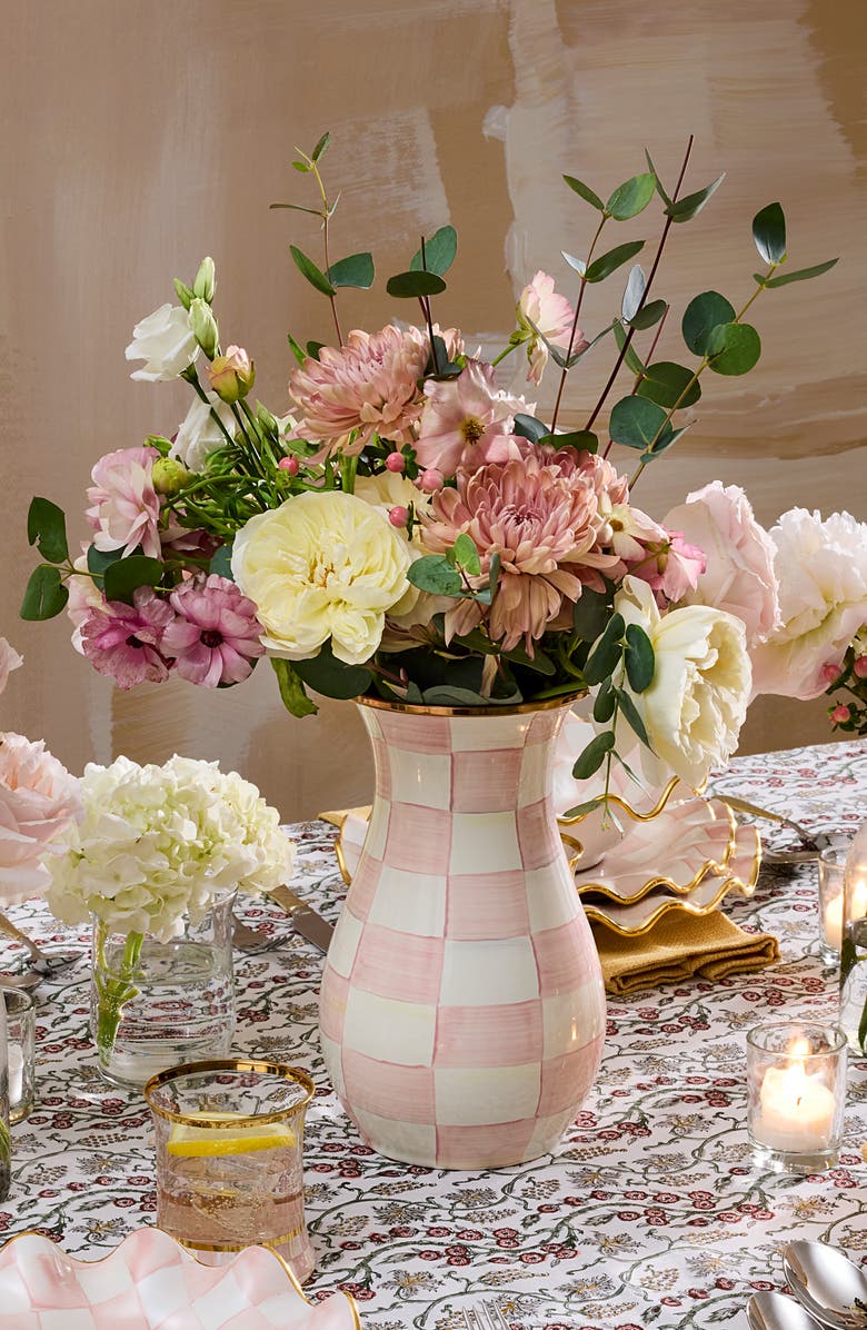 MACKENZIE CHILDS Rosy Check Tall Vase, Alternate, color, Rosy