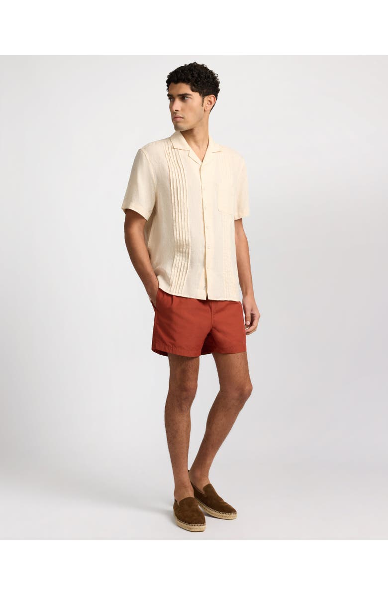 Onia Linen Pintuck Camp Shirt, Alternate, color, Natural