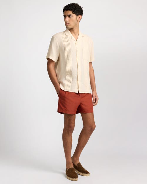 Onia Linen Pintuck Camp Shirt In Multi