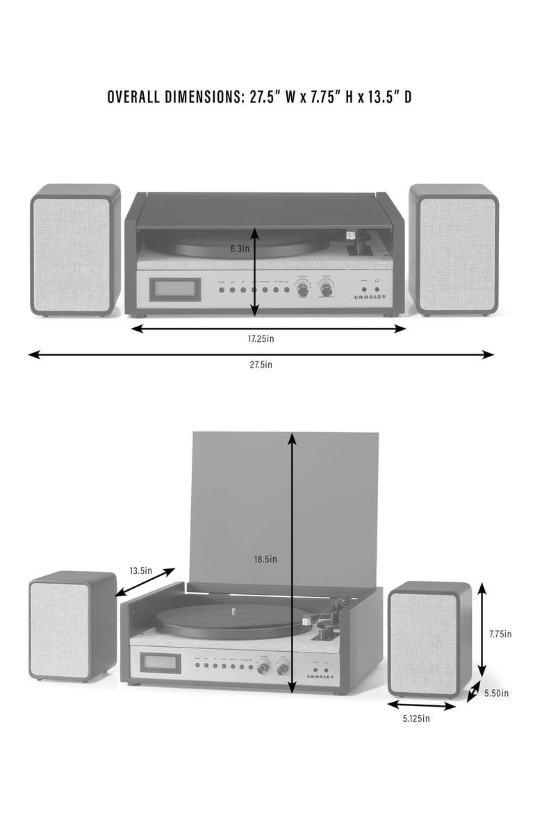 Coda Record Player with Speakers, Alternate, color, BLACK