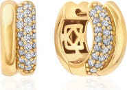 Crislu Pavé Double Huggie Hoop Earrings