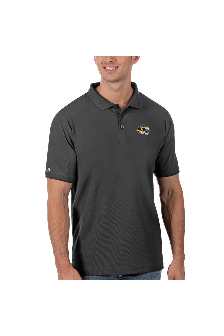 Men's Antigua Anthracite Missouri Tigers Legacy Pique Polo, Main, color, Anthracite