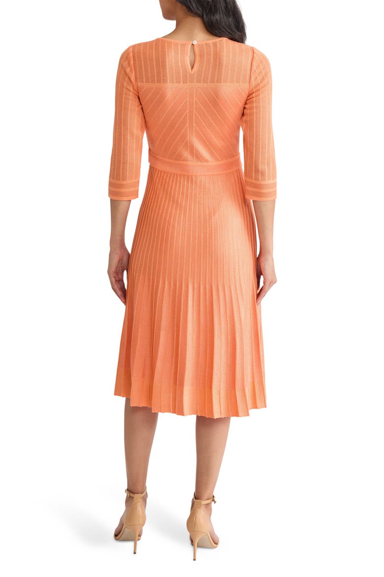 Pleated Geometric Knit Midi Dress, Alternate, color, AMBER GLOW