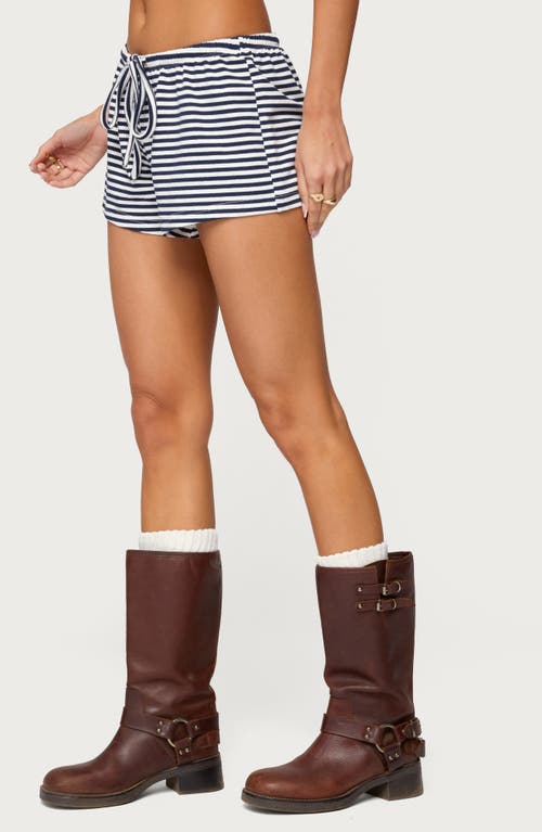 Edikted Jainee Stripe Drawstring Shorts In Black