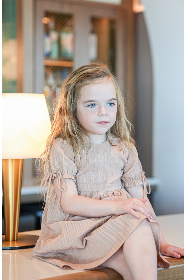 Kids' Puff Sleeve Cotton Blend Dress, Alternate, color, MAUVE