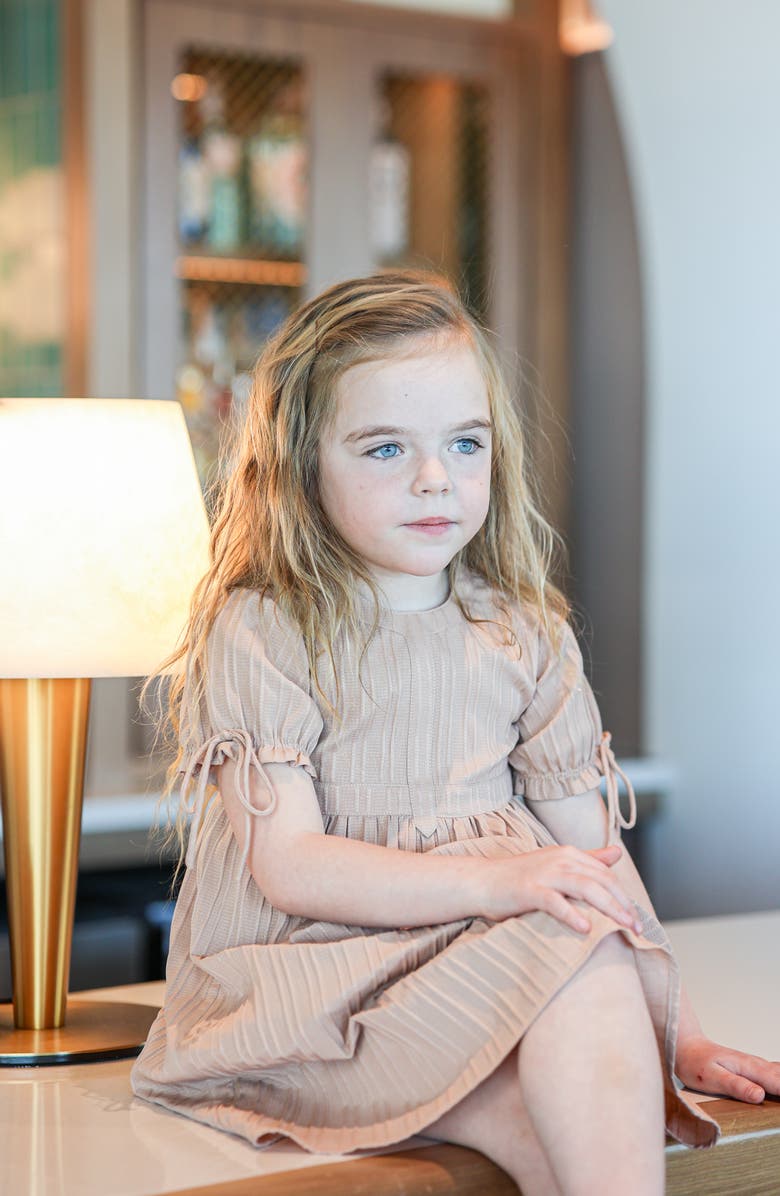 Manière Kids' Puff Sleeve Cotton Blend Dress, Alternate, color, Mauve