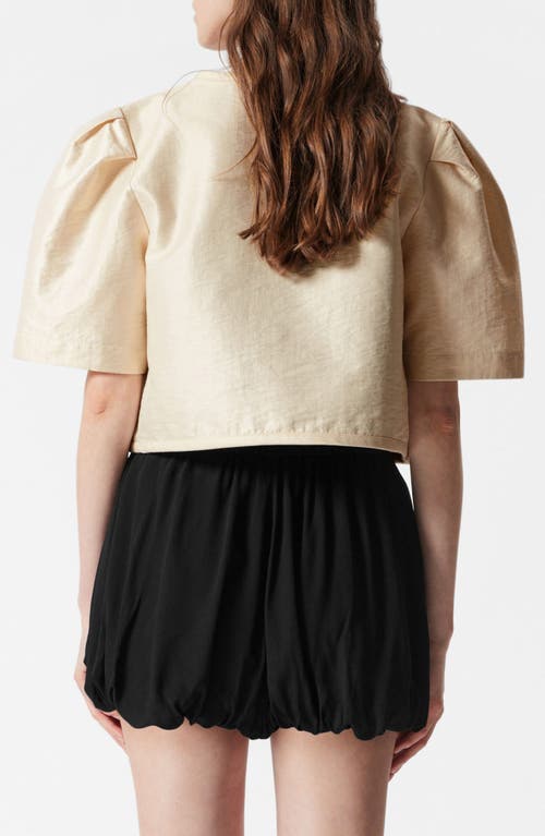 & Other Stories Chada Speed Puff Sleeve Crop Top In Gray