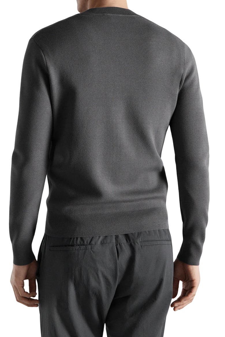 Comfort Stretch Crewneck Zip Cardigan, Alternate, color, DARK GREY