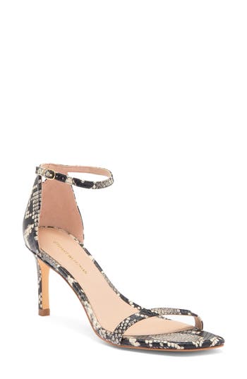 Stuart Weitzman Amelina 75 Snakeskin Print Sandal In Natural.