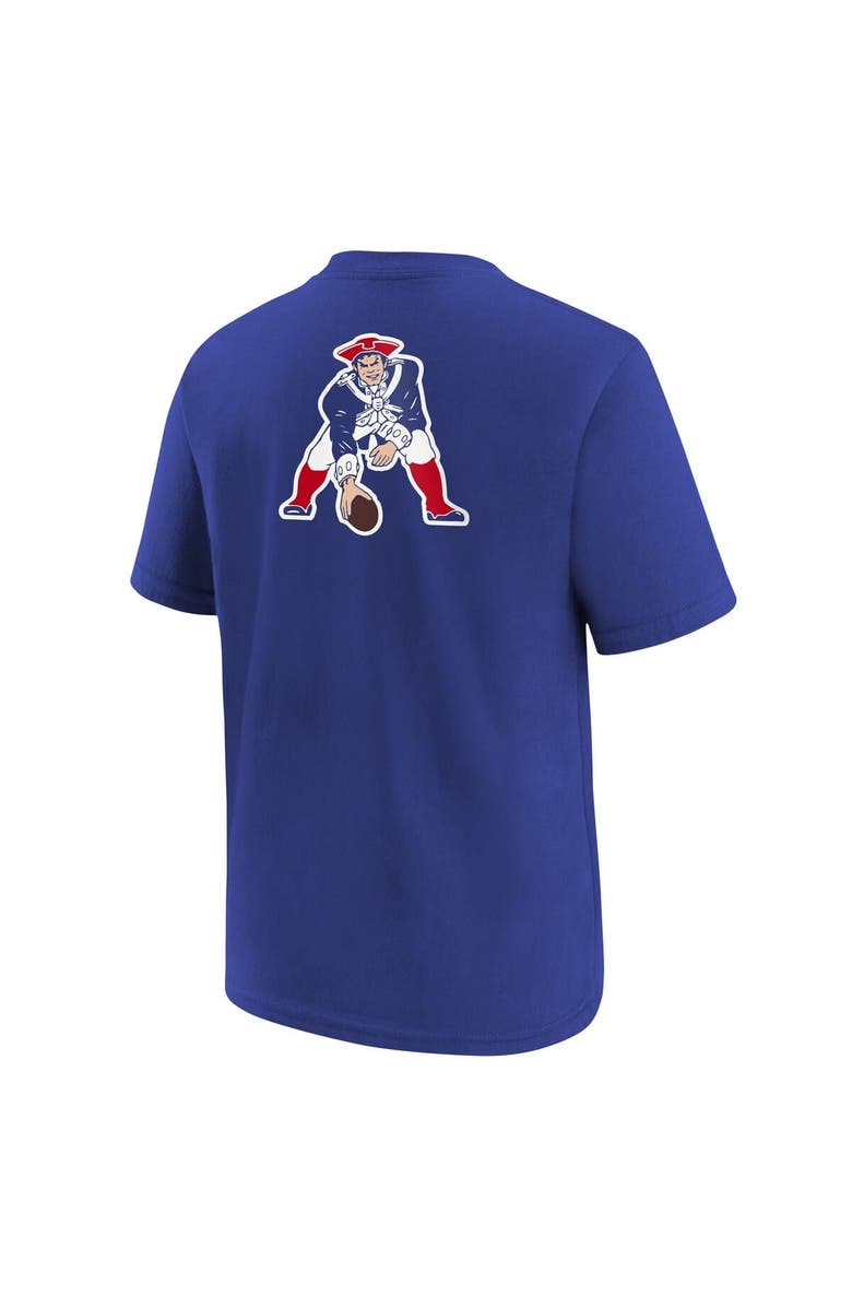 Nike Youth Nike  Royal New England Patriots Rewind Front & Back Essential T-Shirt, Alternate, color, Royal