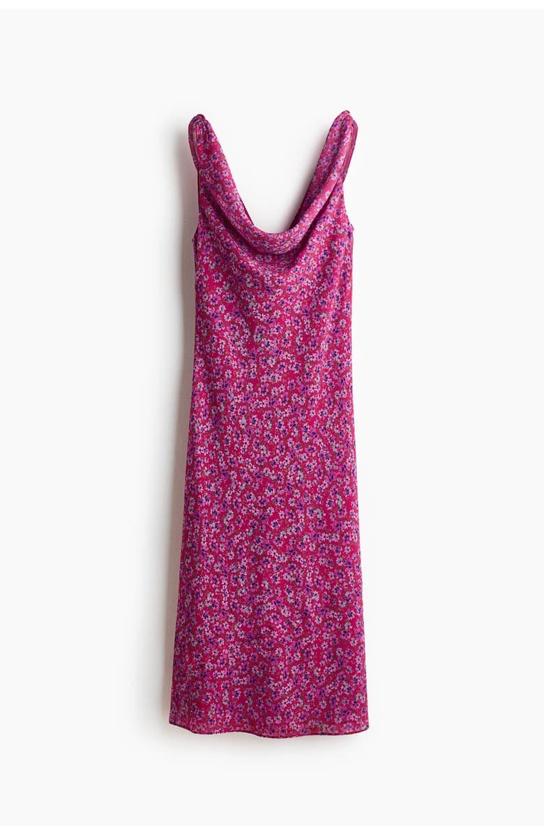 H&M Cowl-neck Tie-strap Dress, Main, color, Dark Pink/Floral