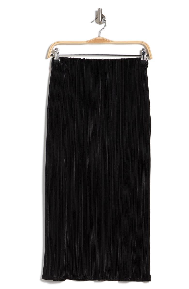 Renee C Solid Plissé Midi Skirt, Alternate, color, Black