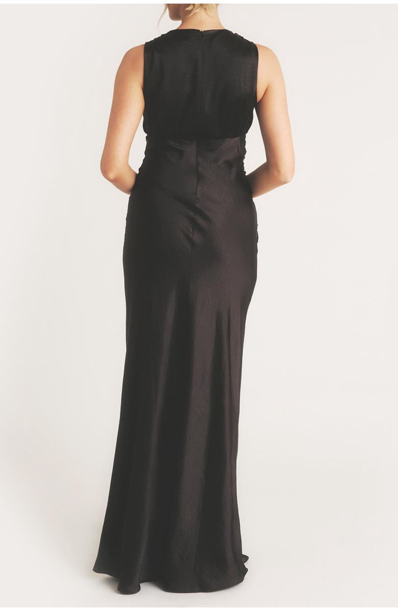 Six Stories Plunge Drape Satin Bridesmaid Dress, Alternate, color, Black