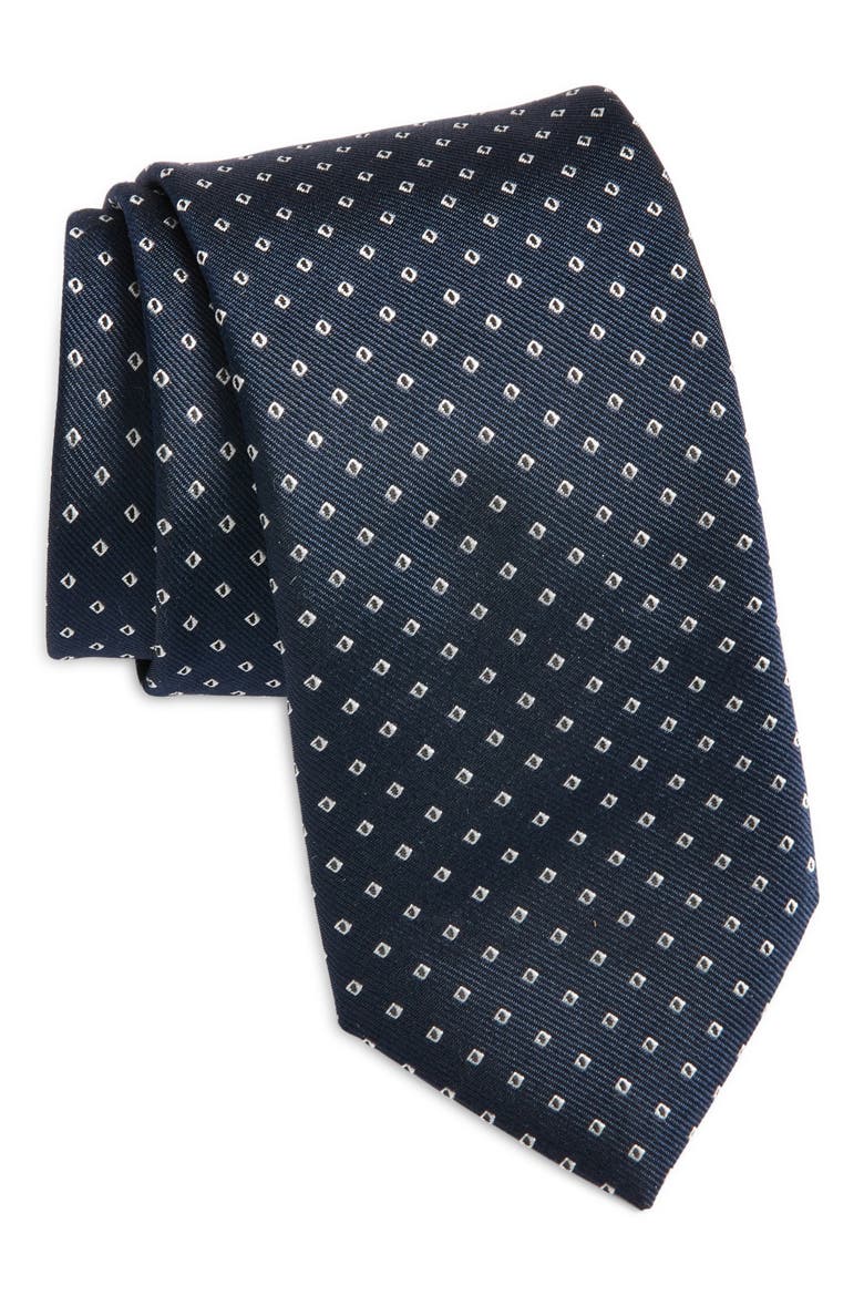 Geo Jacquard Silk Blend Tie, Main, color, DK BU