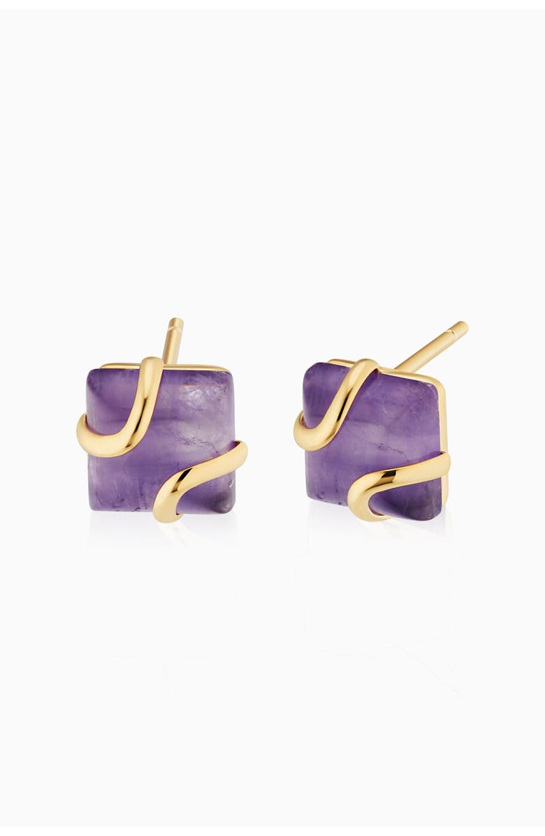 Oradina 14K Yellow Gold Captivating Studs, Main, color, 14K Yellow Gold, Amethyst