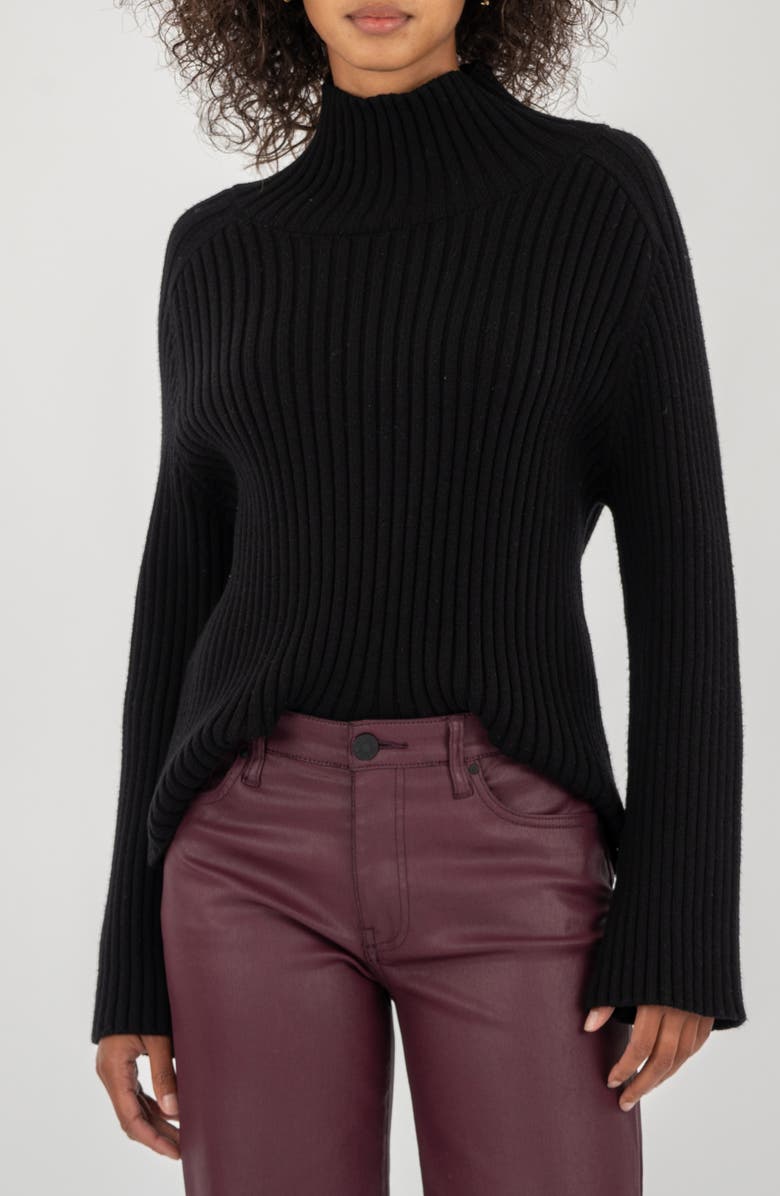 KUT from the Kloth Hera Mock Neck Rib Sweater, Alternate, color, Black