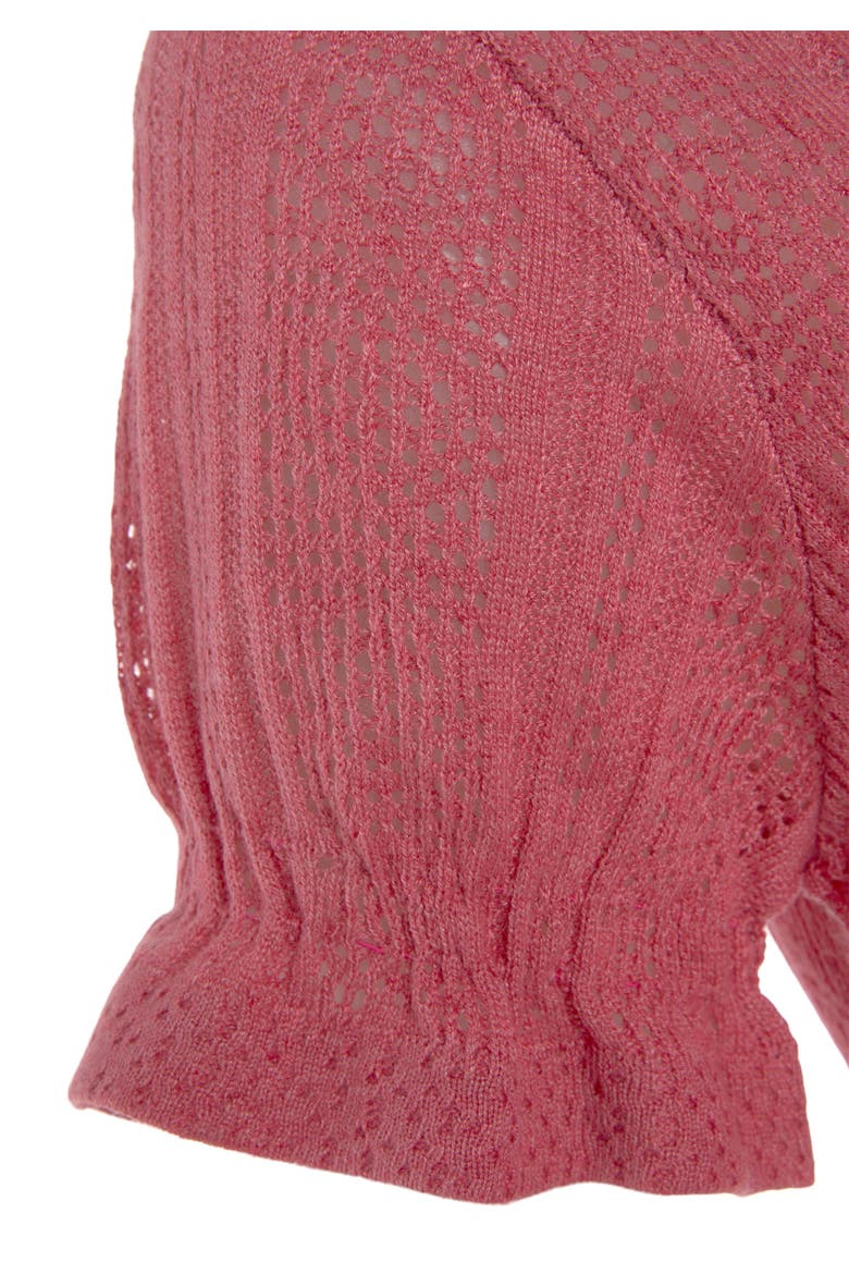 Short Sleeve Open Knit Top, Alternate, color, Berry