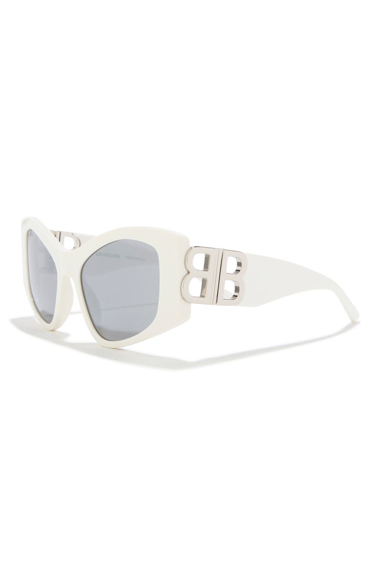 55mm Cat Eye Sunglasses, Alternate, color, WHITE WHITE SILVER