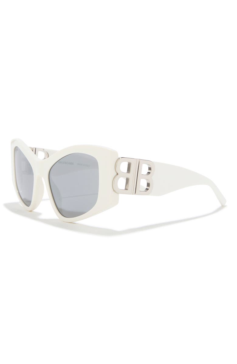 Balenciaga 55mm Cat Eye Sunglasses, Alternate, color, White White Silver