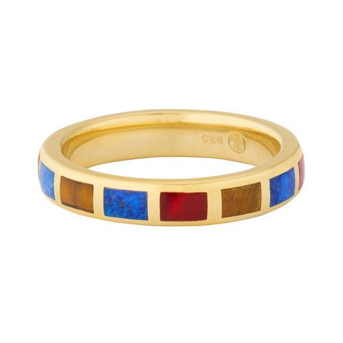 Jan Leslie Dash Ring Set In Sterling With 18kt Gold Overlay In Multi